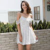 Bohemian Ruffle Sexy Beach Slash Neck White Chiffon Dress