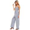 Summer Fashion V-neck belt striped Casual jumpsuit