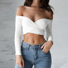 Summer sexy slim wild V-neck long-sleeved top