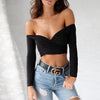 Summer sexy slim wild V-neck long-sleeved top