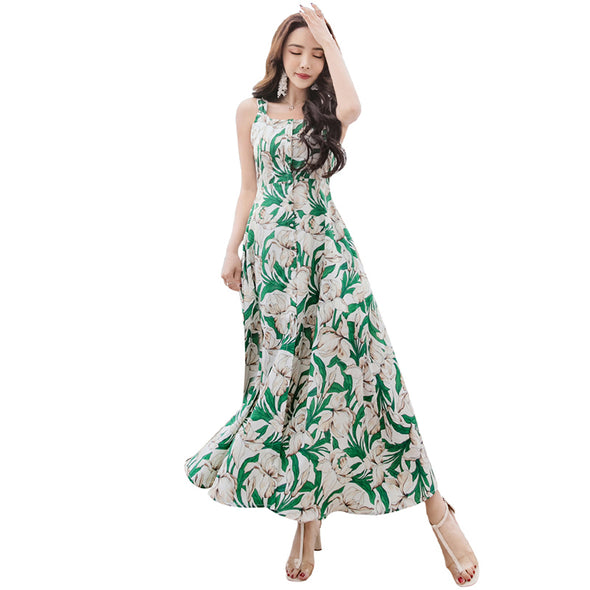 Floral Print Dress Adjustable Bandage Split Party Strapless Ankle Length Women dressee