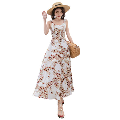 Floral Print Dress Adjustable Bandage Split Party Strapless Ankle Length Women dressee