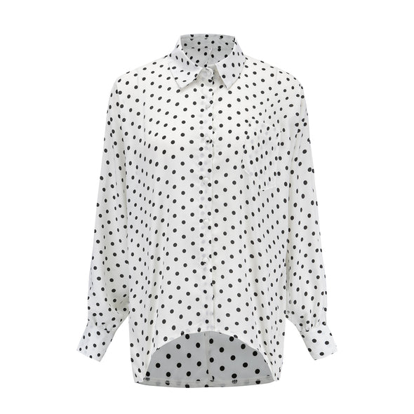 Printed Polka Dot Long Irregular Joker Top Shirt