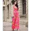 2022 Women Retro Floral Print V Neck Sleeveless Tank Bohemian Long Maxi Dress