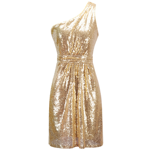 Women's sequins sexy shoulder dress