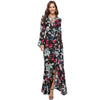 Boho Maxi Floral Print Sexy V Neck  High Split Flare Sleeve Dresses