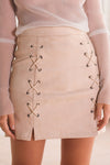 Women Fashion Suede Lace-up A-line Chamois Leather Skirts