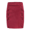 Women Fashion Suede Lace-up A-line Chamois Leather Skirts