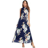 Chiffon Boho Style Off Shoulder Floral Print With Belt Beach Maxi Dress