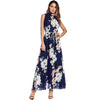 Chiffon Boho Style Off Shoulder Floral Print With Belt Beach Maxi Dress