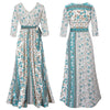 2022 Summer  Floral Print Chiffon 3/4 Sleeve Casual  Boho Maxi Dress