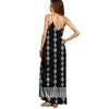 Women Boho Floral Print Backless V Neck Maxi Dress