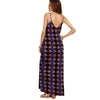 Women Boho Floral Print Backless V Neck Maxi Dress