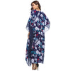 2022 Floral Print Casual Split Batwing Sleeve Maxi Loose Dress