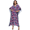 2022 Floral Print Casual Split Batwing Sleeve Maxi Loose Dress