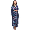 2022 Floral Print Casual Split Batwing Sleeve Maxi Loose Dress