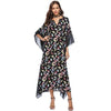 2022 Floral Print Casual Split Batwing Sleeve Maxi Loose Dress