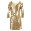 New women's sexy slim thin sleeves hip sequin dress