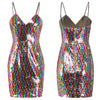 Summer Sexy Women Sequined Dress Backless V Neck Sequin Dress