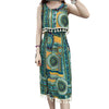 2022 Summer Print Dress Tassel Casual Tank O Neck Sleeveless Dresses