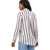 Women Deep V-Neck Turn Down Collar Casual Striped Blouses