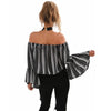 Women Sexy Slash Neck Off Shoulder Striped Chiffon Blouse