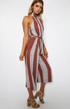 Women Sexy Belt Striped Jumpsuits