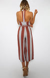 Women Sexy Belt Striped Jumpsuits