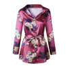 Sexy Deep V  Floral Print Long Sleeve Shirts Casual Tops Female