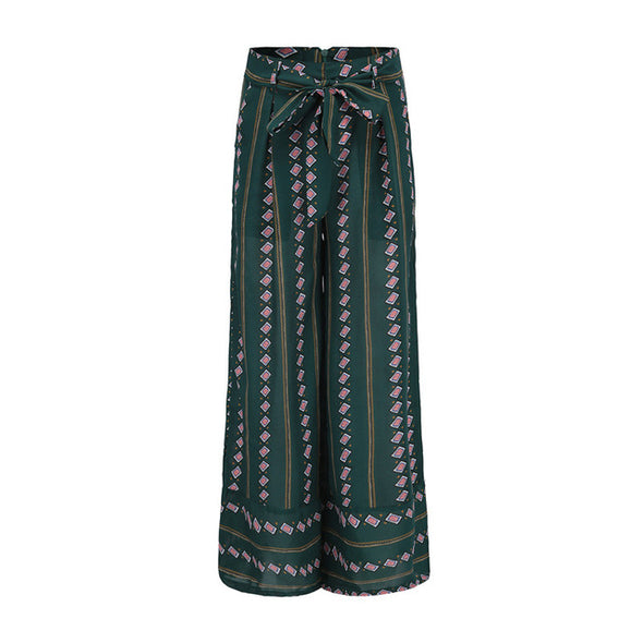 Women boho loose wide leg high waist pants