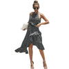 Women Off Shoulder  Ruffles  Halter Beach Boho Party Sexy Dress