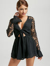 Women's lace spell sexy long-sleeved ruffled jumpsuit