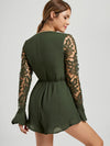 Women's lace spell sexy long-sleeved ruffled jumpsuit