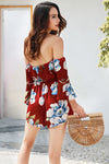 Women's fashion sexy flared sleeve print jumpsuit