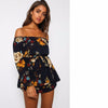 Sexy word collar backless printed jumpsuit