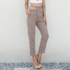 Women  high waist plaid casual khaki pencil pants