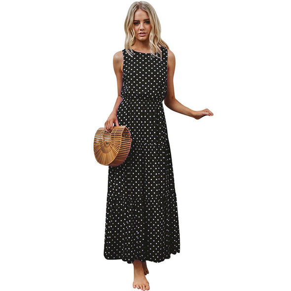 2022 Women  O Neck Summer Party Casual Loose Sleeveless  Dress