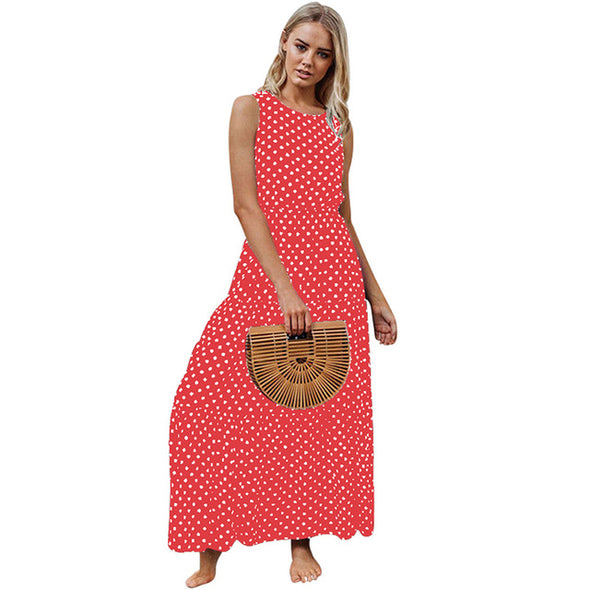 2022 Women  O Neck Summer Party Casual Loose Sleeveless  Dress