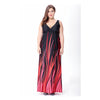 Bohemian Striped Sleeveless Deep V Neck Sexy Plus Size Maxi Dresses