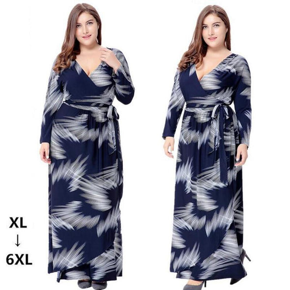 Casual Print Causal Plus Size Maxi Dresses