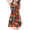 Fashion Rose Printted O-Neck Sleeveless Tank Dress