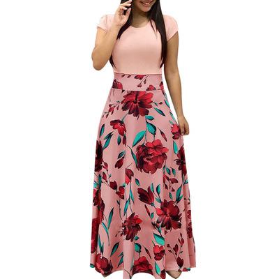 Women's flower print colorblock dress