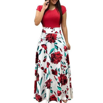 Women's flower print colorblock dress