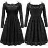 Women's One-neck Sexy Long Sleeve Slim Lace Dress