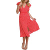 Women's polka dot ruffled V-neck dress