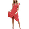 Women's polka dot ruffled V-neck dress