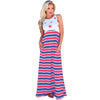 Women's Star Stitching Striped Waist Skirt Round Neck Tank Dress