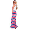 Women's Star Stitching Striped Waist Skirt Round Neck Tank Dress