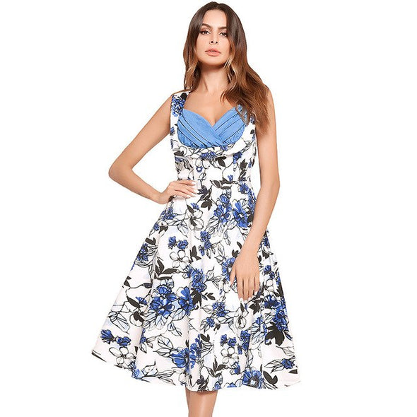 Women's Tube Top Contrast Print Dress