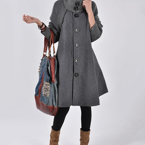 Cotton Standing Collar Windbreaker Loose Woolen Coat